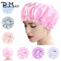 powmuco satin women shower cap girls sleeping hats bath caps hair care waterproof hat adjustable reuseable beanie turban
