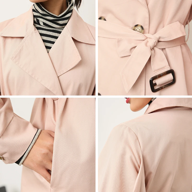 

Double breasted Turndown Collar Trench Coat for Women Popular Leisure Female Windbreaker Simple Modern Outwear Woman Clothes