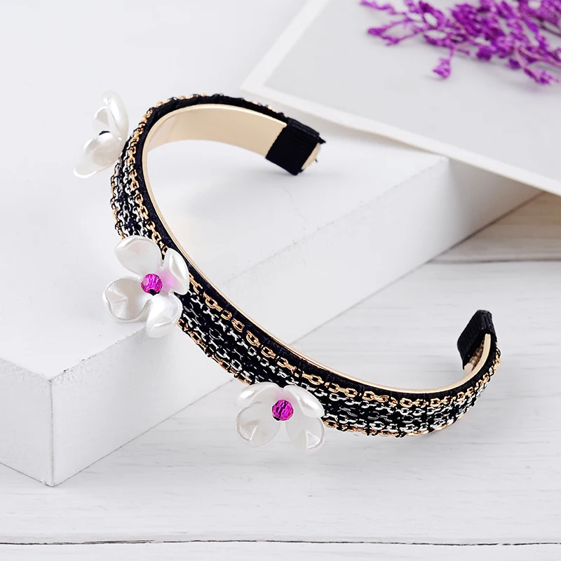2019 Новые Летние черные Ленточные браслеты с акриловыми цветами мужской браслет