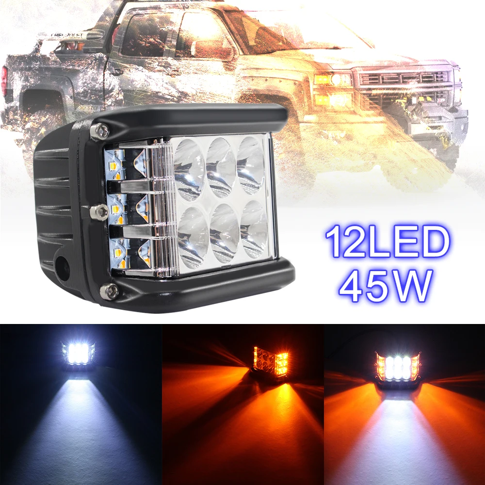 

4 Inch 45W White Yellow Spot Flood Combo LED Work Light Lamp Waterproof Offroad Car LED Worklight with Multiple Lighting Mode