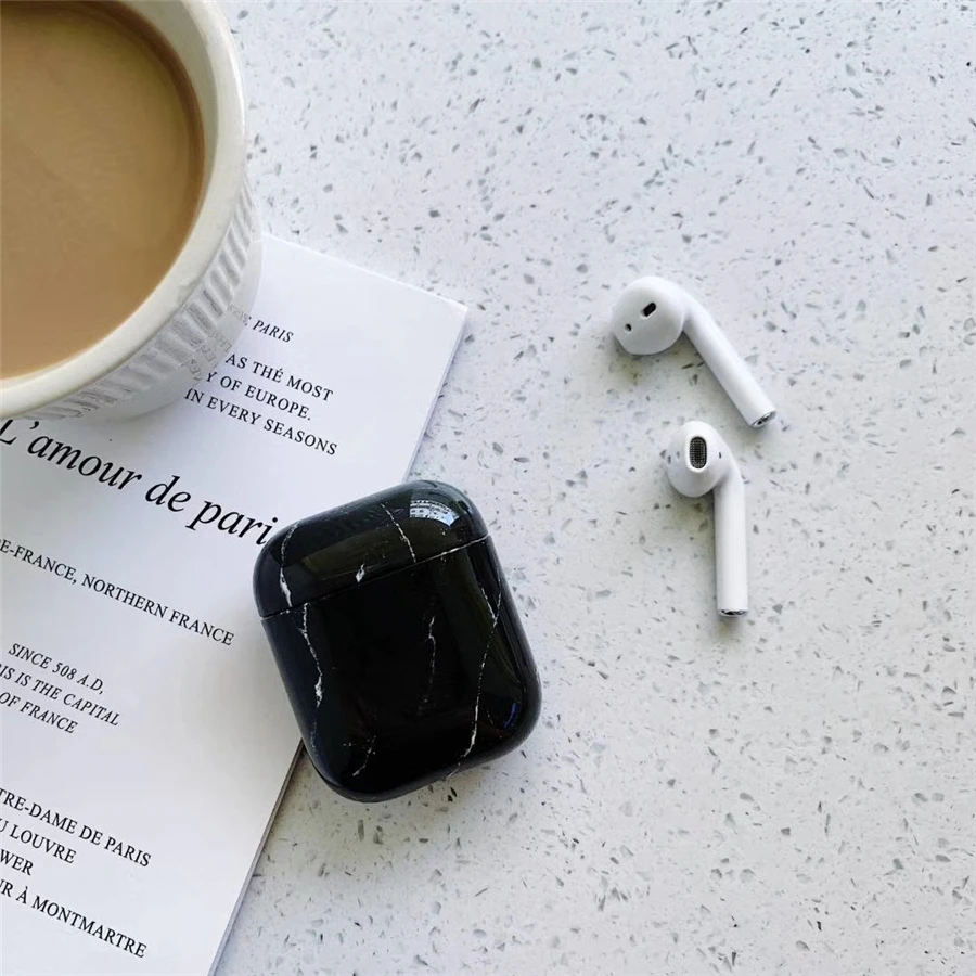Чехол для наушников с мраморным узором для Apple Airpods 1 жесткий чехол из поликарбоната защитный чехол для AirPods 2 защитный чехол