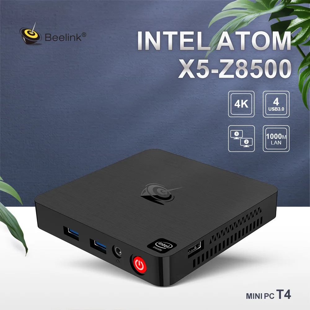 

Beelink T4 Mini PC Intel Atom X5 Z8500 Quad Core Windows 10 Mini PC 4K HTPC With 4GB RAM 64GB ROM, USB 3.0, HD-MI and DP