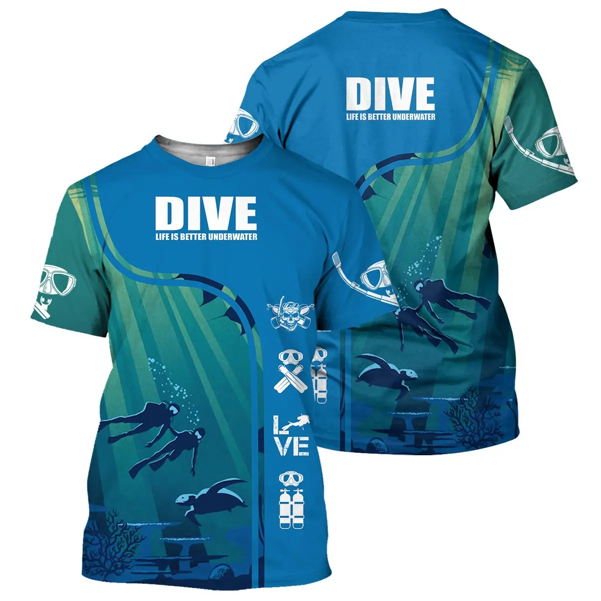 

Summer Men's Sports 3D T-shirt Unisex Harajuku Diving Art Sports Print T-shirt Men's Fashion Casual Short Sleeve T-shirt Top T8
