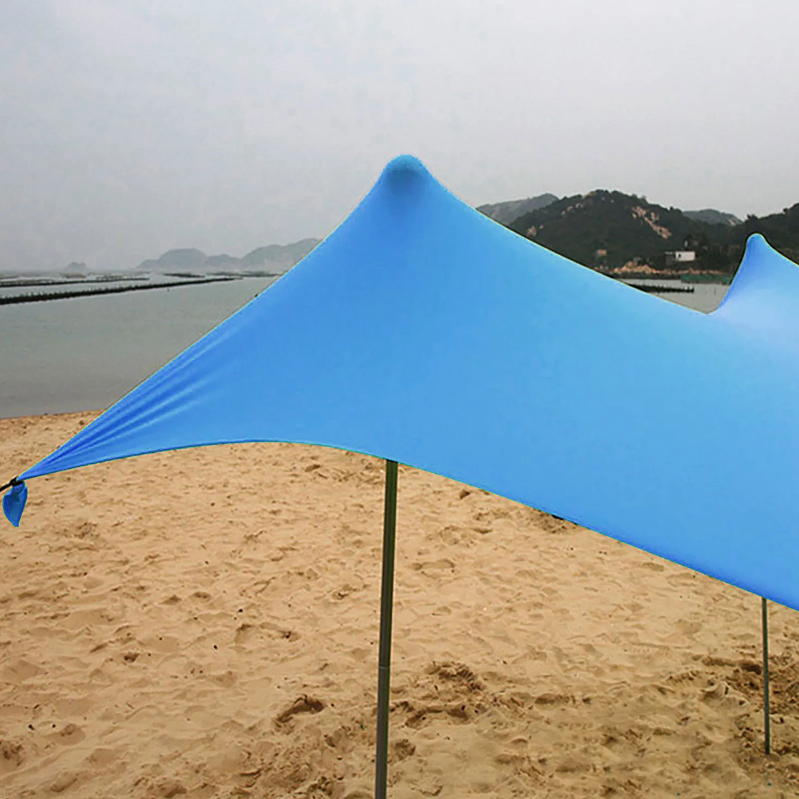 저렴한 가족 해변 차양 경량 차양 텐트 샌드백 앵커 4 개 무료 페그 UPF50 + UV 대형 방수 휴대용 캐노피, 햇빛 가리개 그늘막 텐트 그늘막