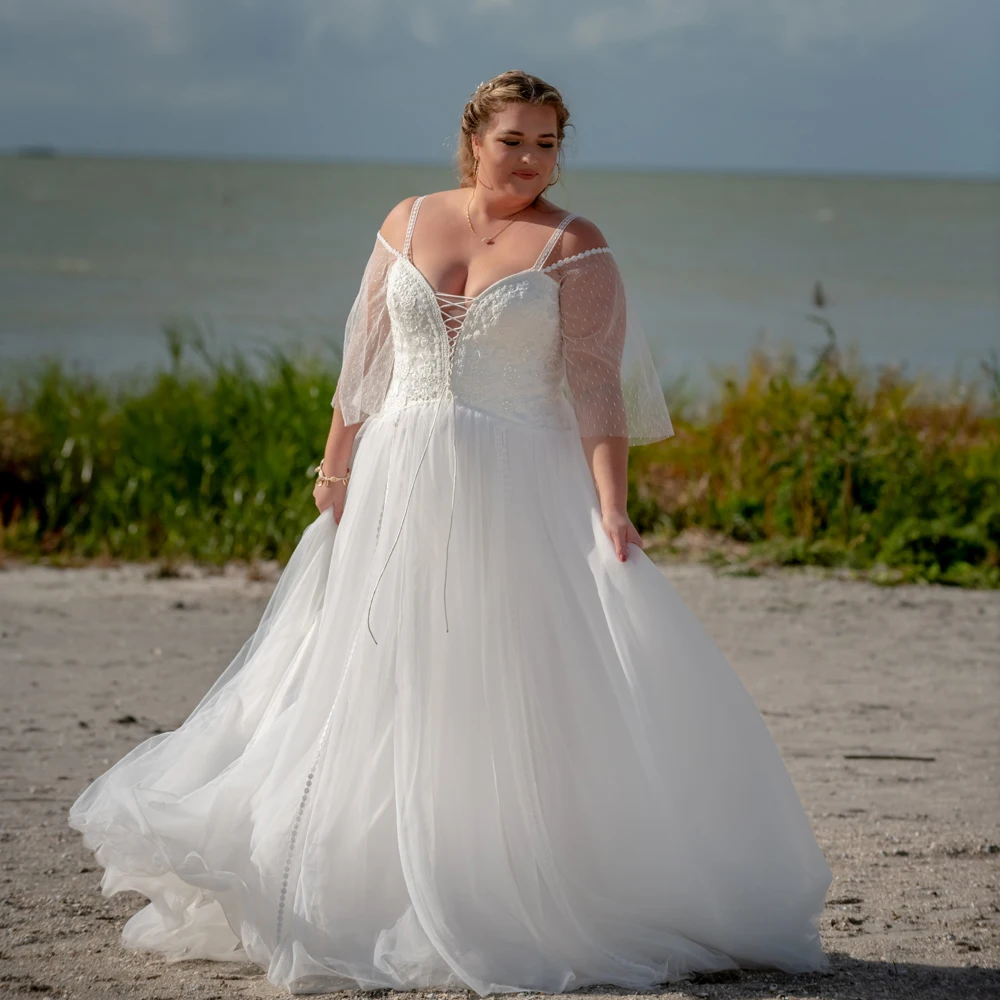 

Свадебное платье нового размера плюс 2020 на тонких бретельках А-силуэта, богемный стиль, шифон, свадебное платье со шнуровкой сзади