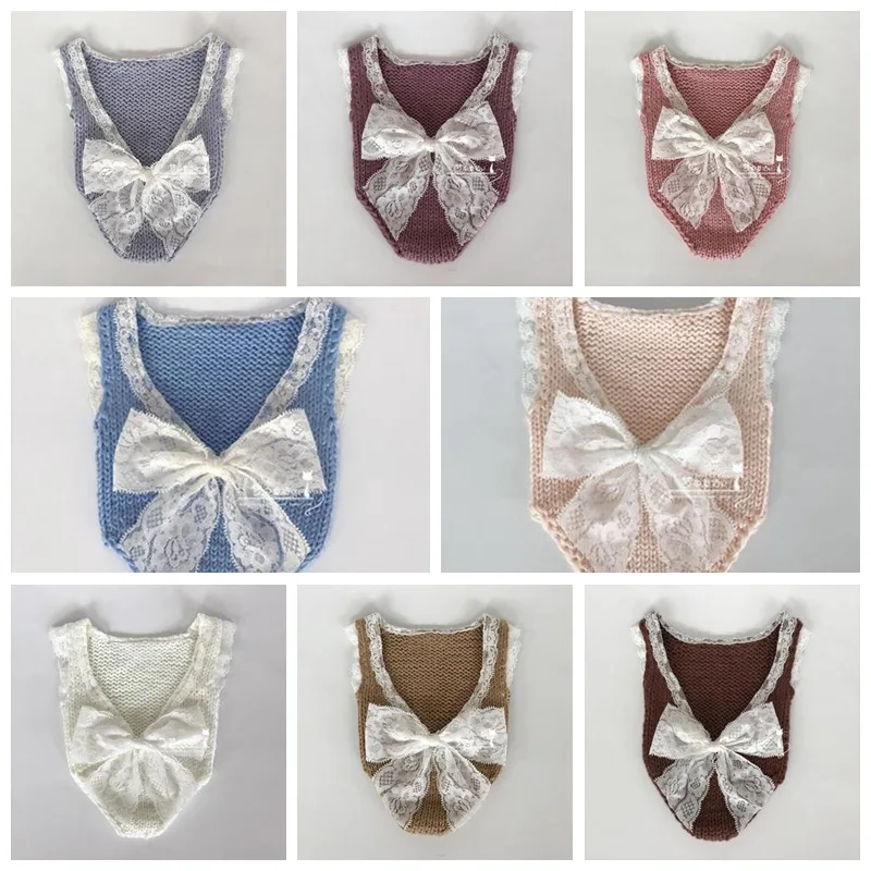 Mono de encaje de punto de ganchillo para reci&eacute;n nacido, ropa, pelele, accesorios de fotograf&iacute;a Infantil para sesi&oacute;n de estudio, accesorios de fotograf&iacute;a para beb&eacute;-1