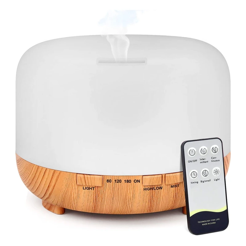 

UK Plug 500Ml Humidifier,Essential Oil Diffuser, Aroma Diffuser, 7 Color LED Lights, with Remote Control