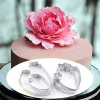 4pcsset stainless steel peony flowers petal cookie cutter mold pastry mould sugarcraft cake decorating tool cake tool