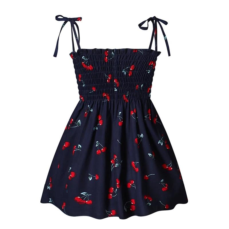 Summer Baby Girl Cherry Print Sleeveless Sling Dress Casual Kids Cotton Sundress | Детская одежда и обувь