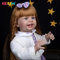 27 inch 68 cm happy smile reborn baby toddler dolls cloth body light brown long hair newborn doll toys for kids birthday gifts
