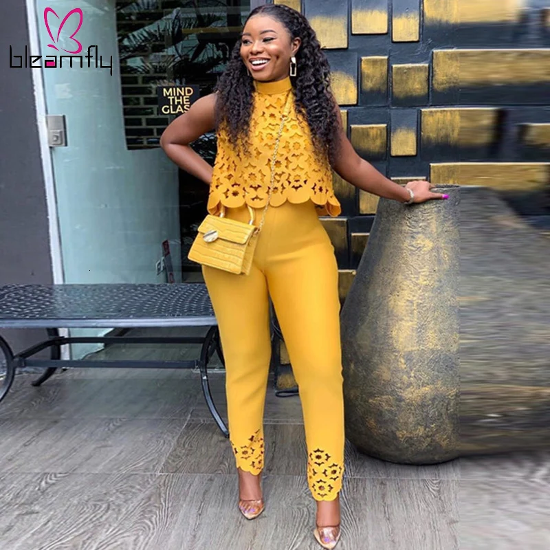 Женская уличная водолазка с кружевами комплект из топа и штанов Осенний