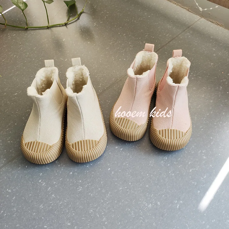 Зимние детские ботинки парусиновые для мальчиков и девочек хлопковые с мягкой