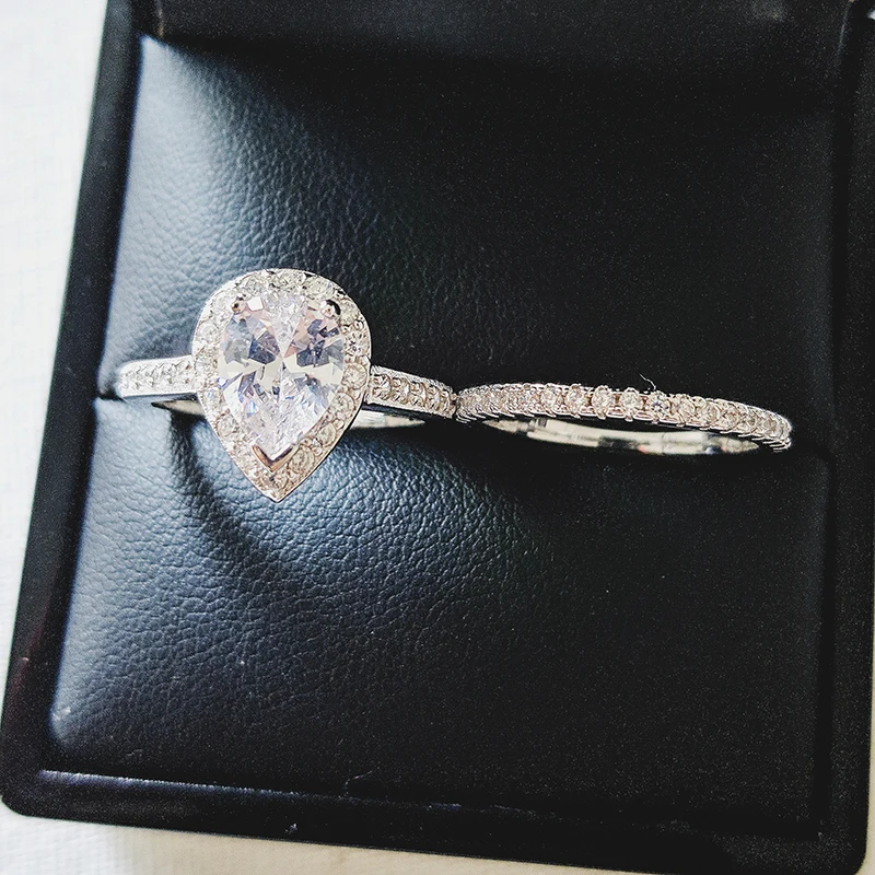 Кольцо из серебра 925 пробы с цирконием серебряная груша в форме пальца для женщин