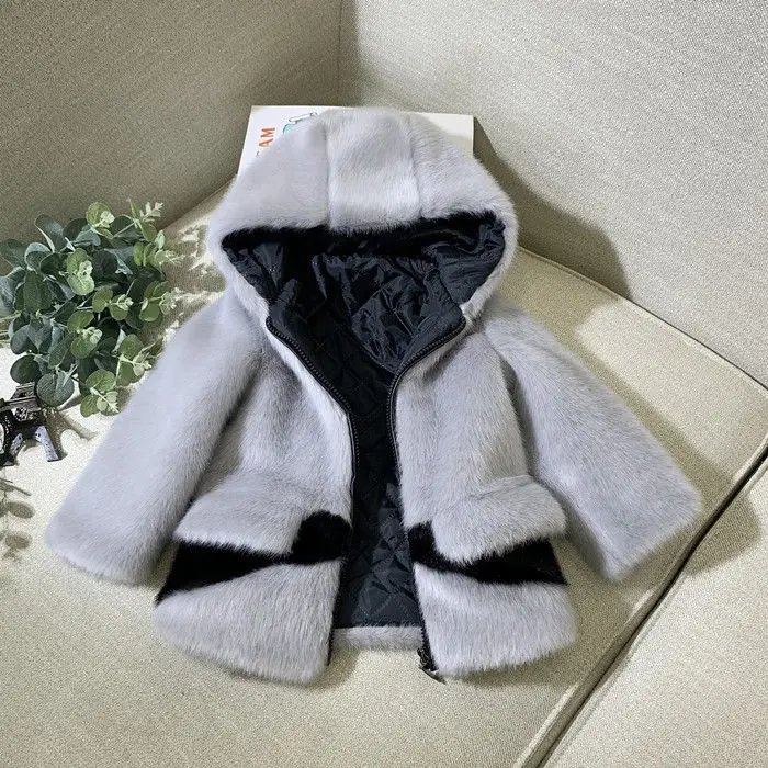 

2021 Autumn Winter Baby Girls Jacket Kids Boys Fashion Coats Artificial Fur Warm Hooded Infant Clothing Children's Jackets G175