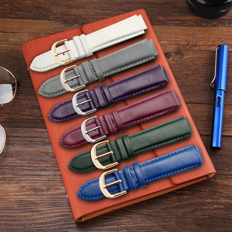 Ремешок для часов из натуральной кожи цветной кожаный браслет выпуклый