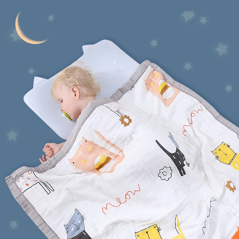 

Muslin Swaddle Wrap Bedding Cartoon Blanket Child Bath Towel Newborn Blanket Infant Sleeping Quilt Baby Air Conditioner Quilt