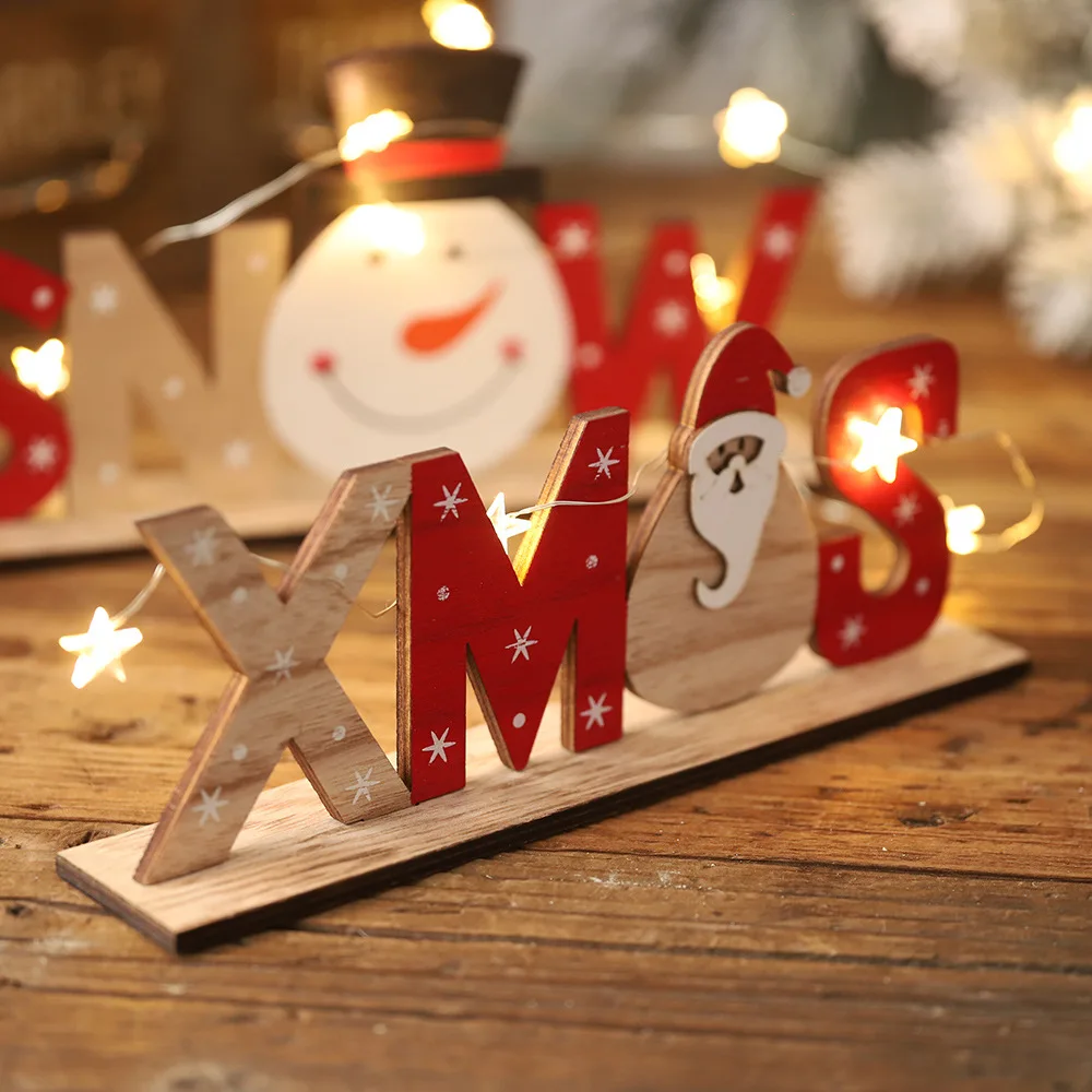 

2020 New Year Natural Xmas Elk Wood Craft Christmas Tree Ornament Noel Christmas Decoration for Home Wooden Pendant Navidad Gift