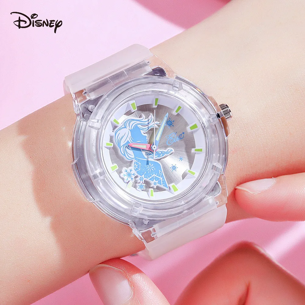 

Disney fashion women's watch snow and ice student boy girl transparent luminous Princess children's Watch