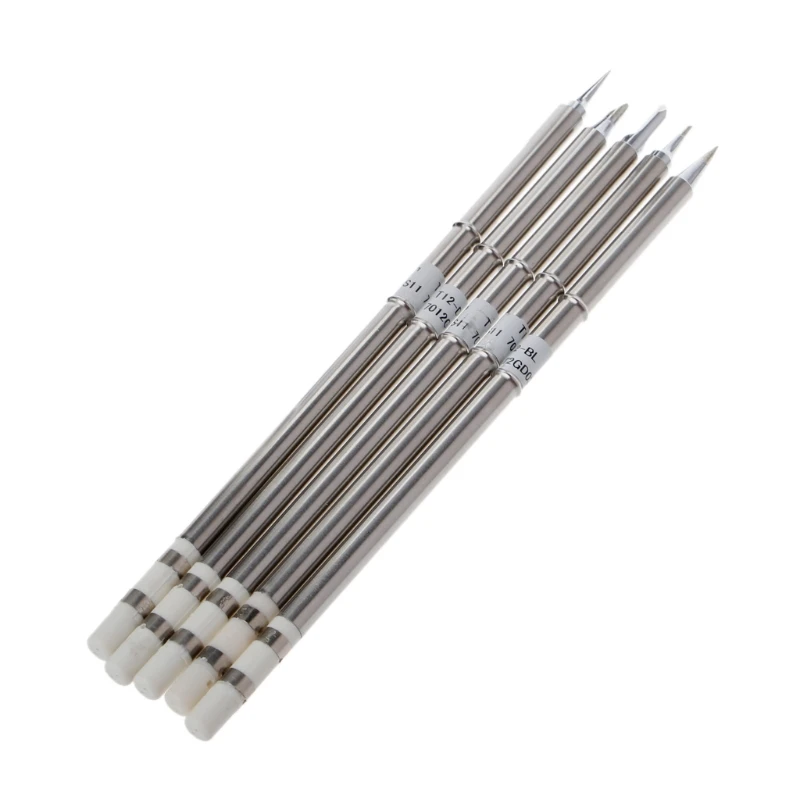 

5 Pcs T12 Series Solder Iron Tips For Hakko FX951 Soldering Station FM-2027 2028 40JE
