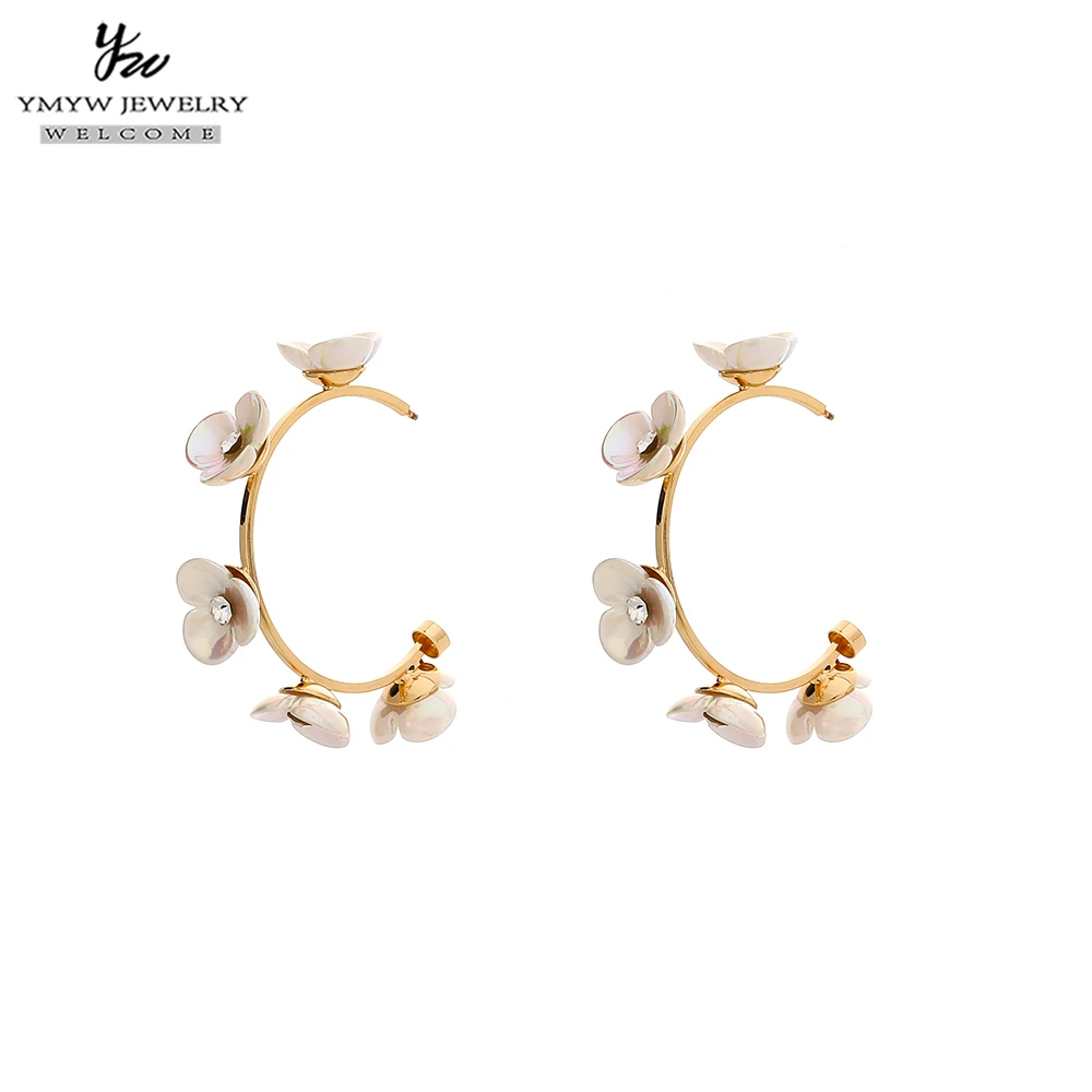YMYW романтические серьги кольца с цветами модные милые трендовые для вечерние