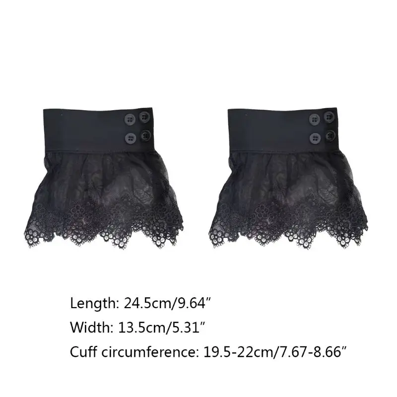 

Ladies Fake Sleeves Hollow Embroidery Floral Lace Sheer Detachable Horn Cuffs