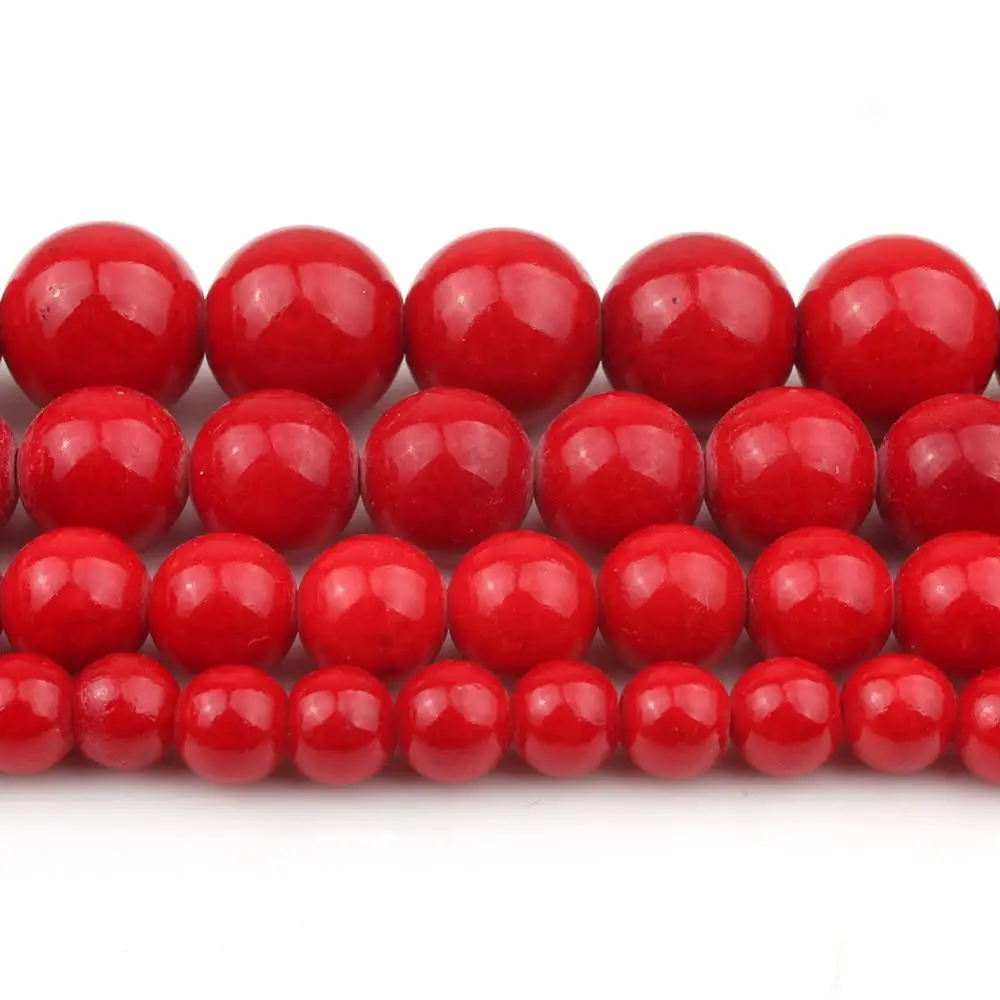 4/6/8/10/12mm Red Coral Jades Stone Beads Round Loose Beads For Jewellery Making DIY Bracelet Necklace 15''/Strand