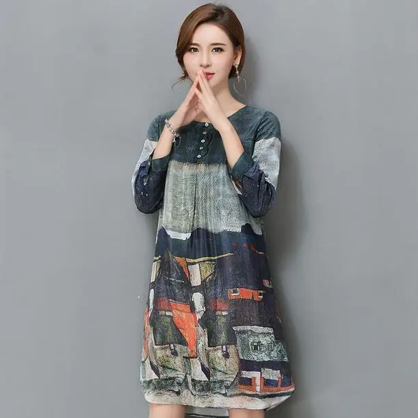 Летнее шелковое шифоновое ТРАПЕЦИЕВИДНОЕ офисное платье до колена с круглым