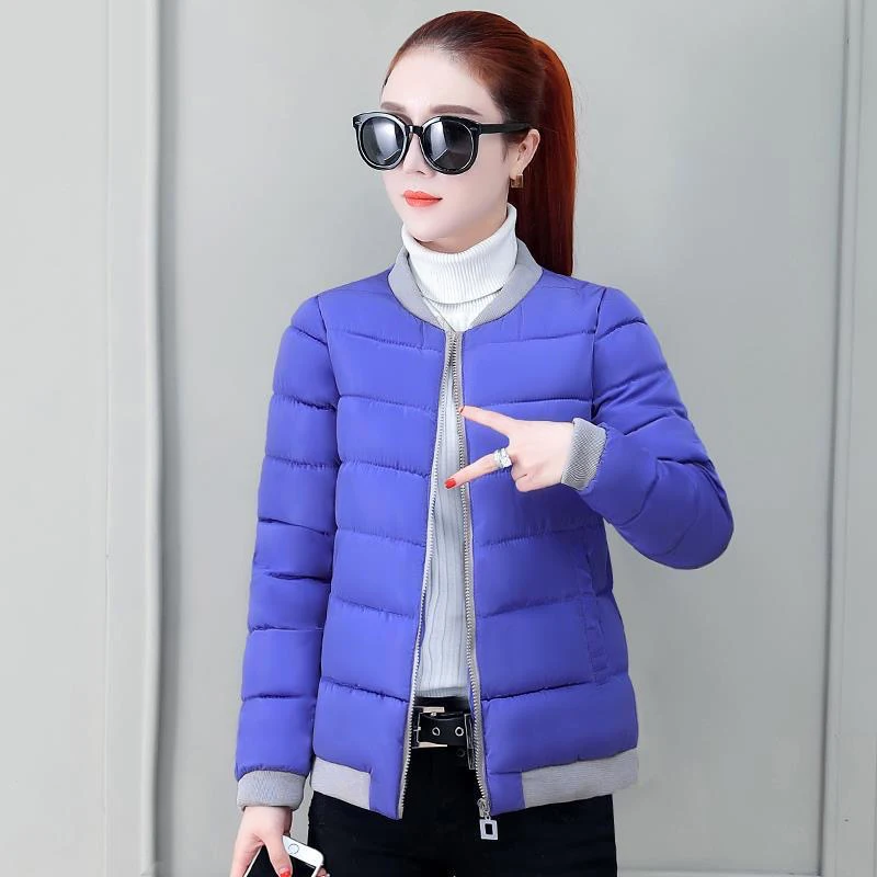 Женская короткая бейсбольная куртка с воротником-стойкой осенне-зимняя Базовая