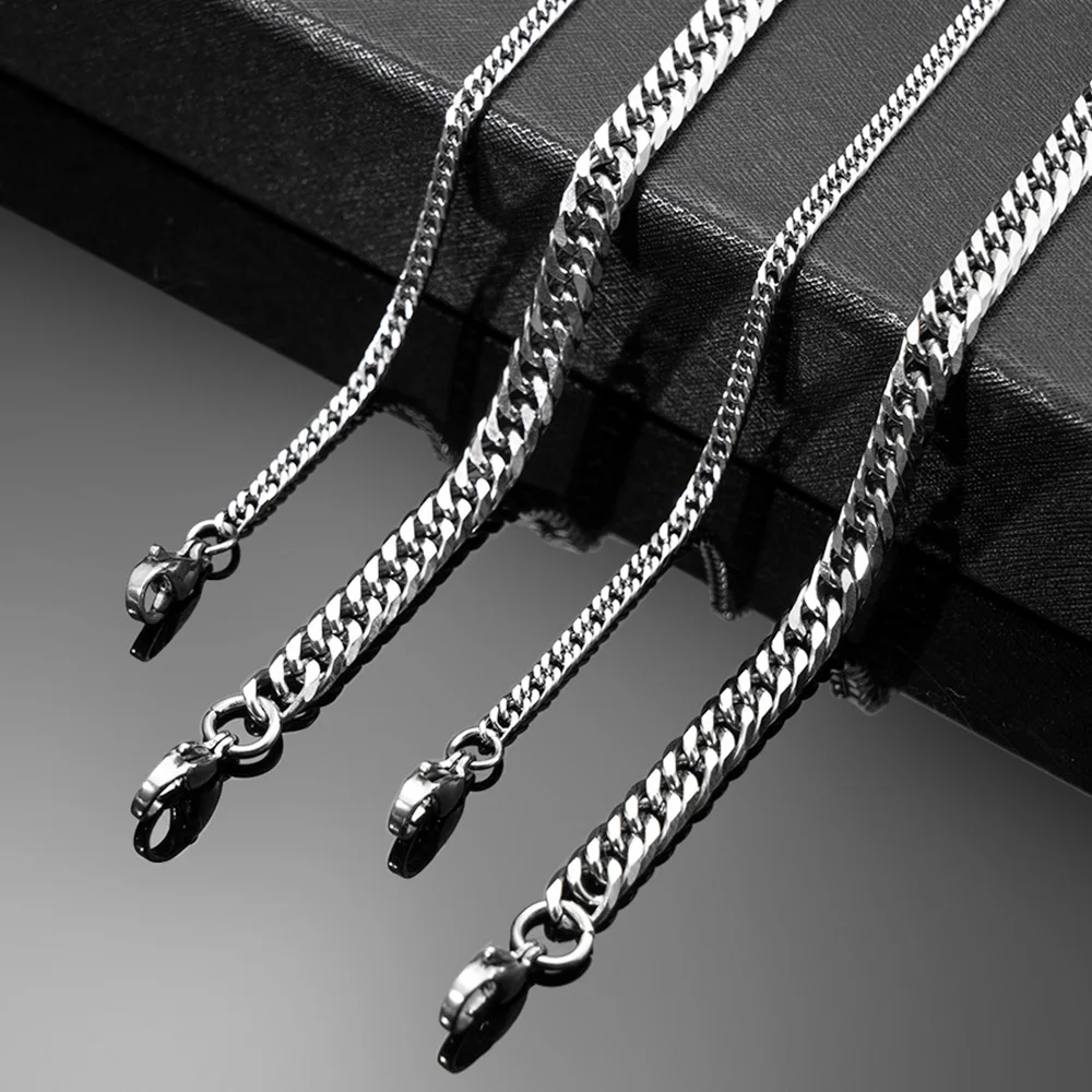 

Stainless Steel Chain Necklace for Men Women Curb Cuban Link Chain Punk Choker Fashion Male Hip Hop Rock Jewelry Gift