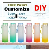 high quality custom picture text logo glass water bottle 500ml leak proof portable for drink bottles sports gym eco friendly mug