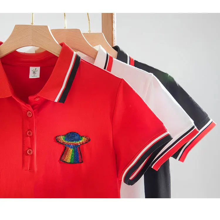 

2021 summer new red slim polo collar casual sports dress women's summer A-line skirt children