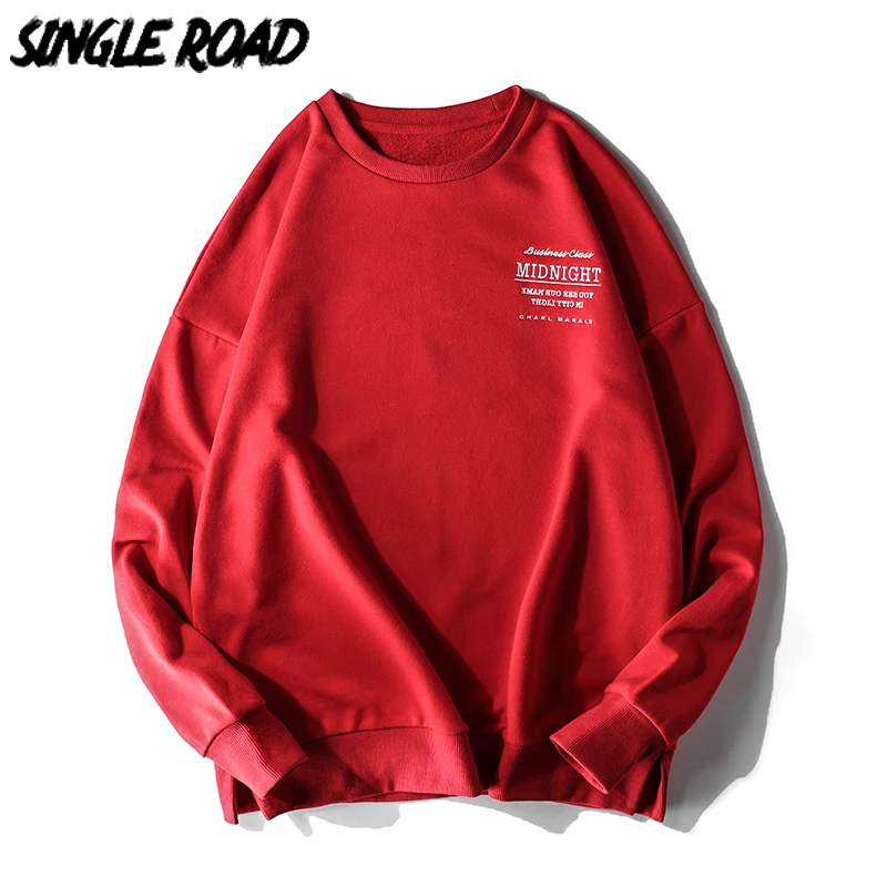 SingleRoad мужская толстовка с круглым вырезом принтом Японская уличная одежда Harajuku