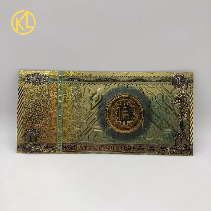Лидер продаж 10 шт./лот фольга из фольги золотого цвета один Биткоин пластиковые сувенирные банкноты для сбора и подарков