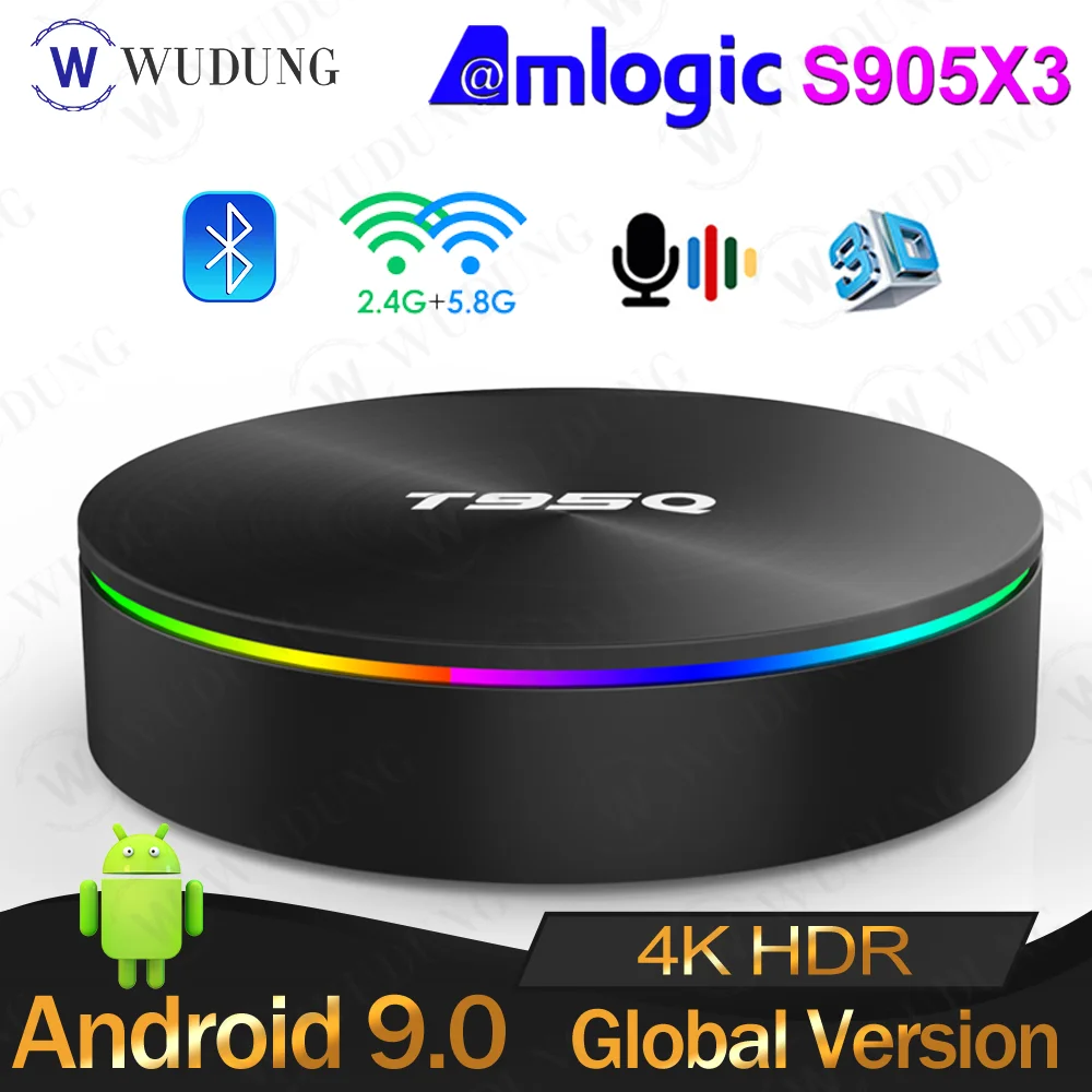 ТВ-приставка T95Q 4 + 64 ГБ Android 9 0 Amlogic S905X3 ядра 2 ГГц и 5 двойной Wi-Fi BT4.0 4G 32G 4K HD |