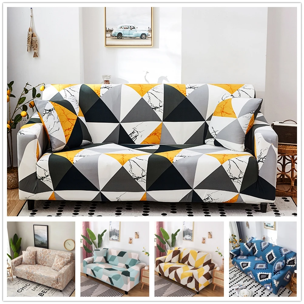 

American Style Geometric Sofa Cover Stretch Plaid Slipcover Spandex Sectional Corner Couch Cover Home Decoration 1 2 3 4 Seater