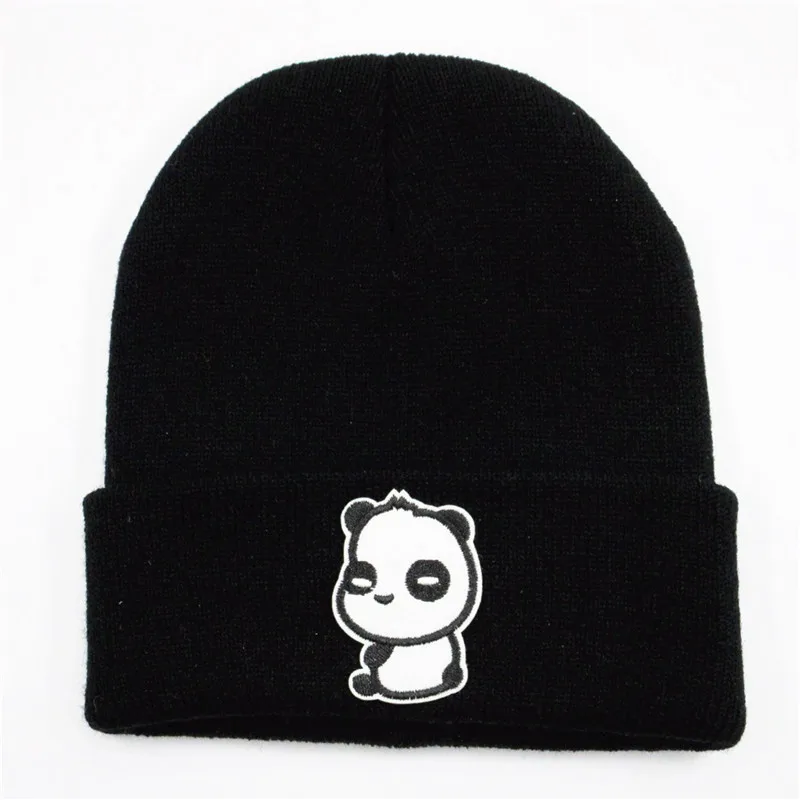 

love panda embroidery Cotton Thicken knitted hat winter warm hat Skullies cap beanie hat for kid men women 239