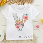 Новинка, футболка для девочек с принтом единорога, цветов, букв, одежда для детей на день рождения, топы, летняя футболка для малышей, топы