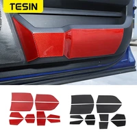 tesin soft carbon fiber car door anti kick scratch decoration panel cover stickers for dodge ram 1500 2010 2015 car accessories