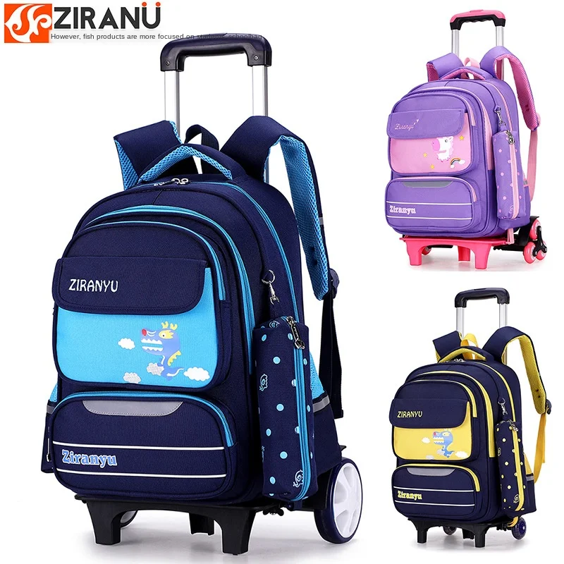 ZIRANYU Новые водонепроницаемые съемные детские школьные ранцы с 2/6 колесами