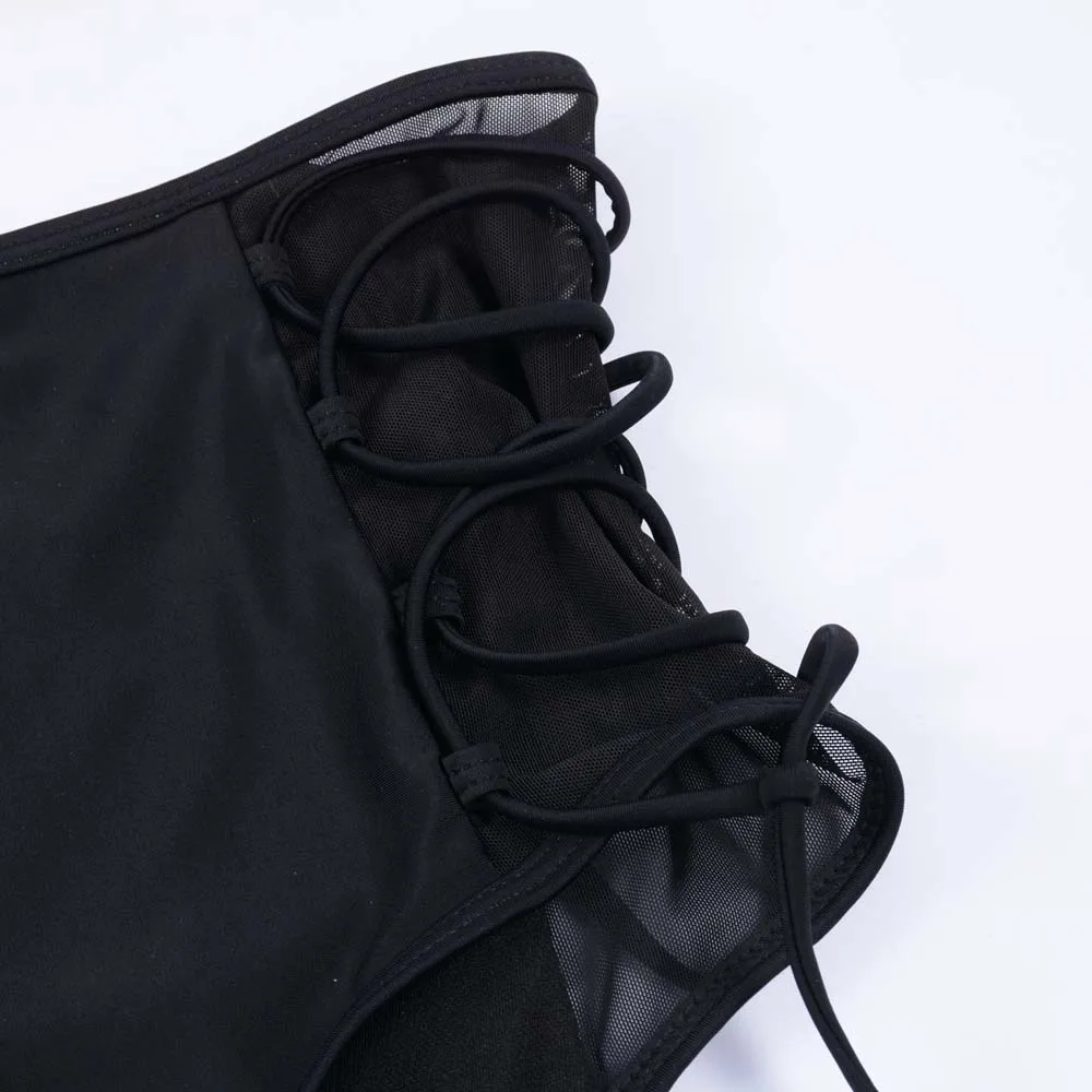 

Paotang 2021 Summer New Bikini Women's Transparent Swimsuit Tube Top Pineapple Decoration Design Solid Color Two-Piece Suit