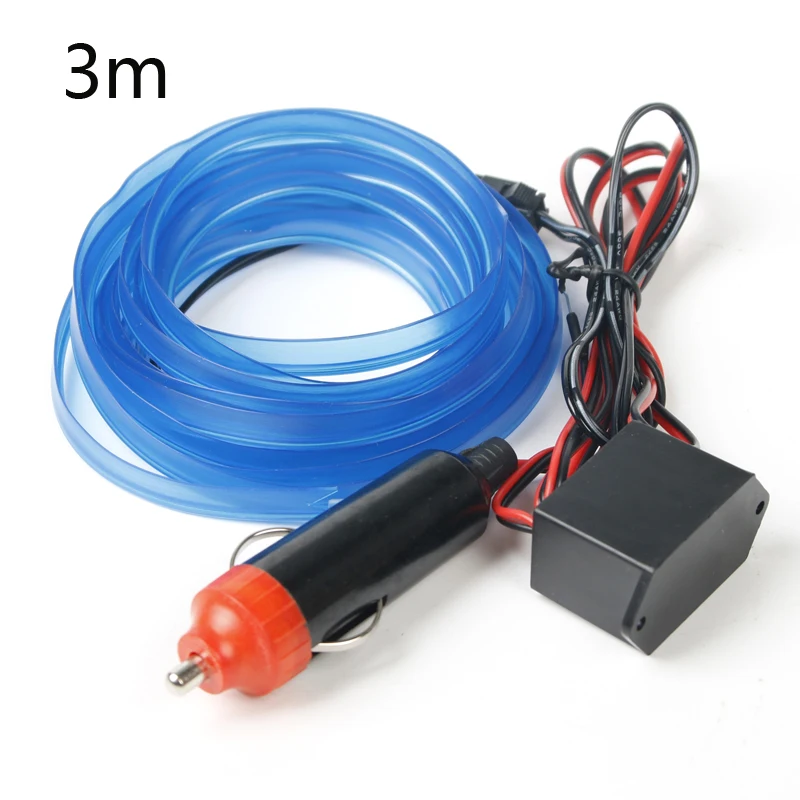 Blue 3 meters 3/5 метров салона светильник декоративные полосы 12V Авто Светодиодные ленты EL трос автомобиля атмосферу Декор Светильник гибкий неоновый светодиодный светильник "сделай сам" - Испускаемый цвет: Blue 3 meters