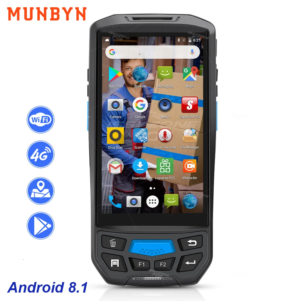 MUNBYN Ручной PDA Android 8 1 pos терминал 4G WiFi сканер штрихкодов с Bluetooth 1D 2D QR штрих кода NFC