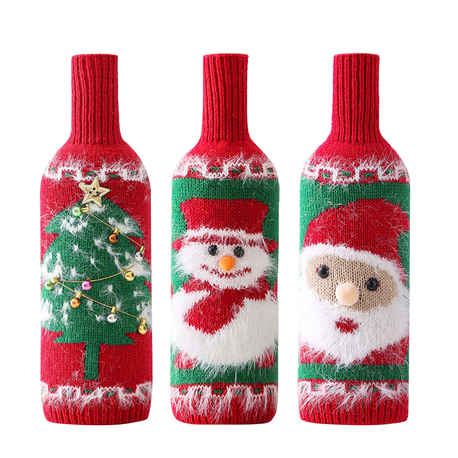 

3PCS Christmas Wine Bottle Cover Santa Snowman Wine Bottle Bag Merry Christmas Decor For Home Christmas Ornament Xmas Astounding