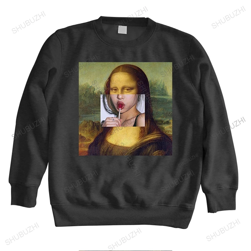 

Мужская Осенняя Толстовка черная хлопковая толстовка уличная одежда Мона Лиза Tumblr Спортивная уличная одежда унисекс толстовки с длинным р...