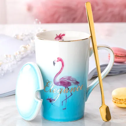 Креативная Милая керамическая кружка с крышкой ложка чашка для кофе молока