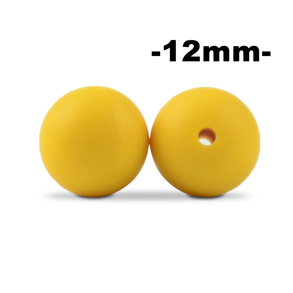 mustard LOFCA, 12 мм, 100 шт., силиконовые бусины для прорезывания зубов, Прорезыватель для зубов, ожерелье для кормления ребенка, соска, зажим для ухода за полостью рта, не содержит бисфенола, пищевой, цветной - Цвет: mustard