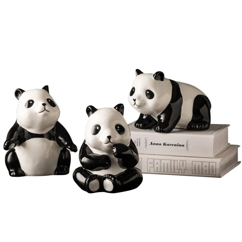 Китайская ретро-Статуэтка панды скульптура в виде животного аксессуары для