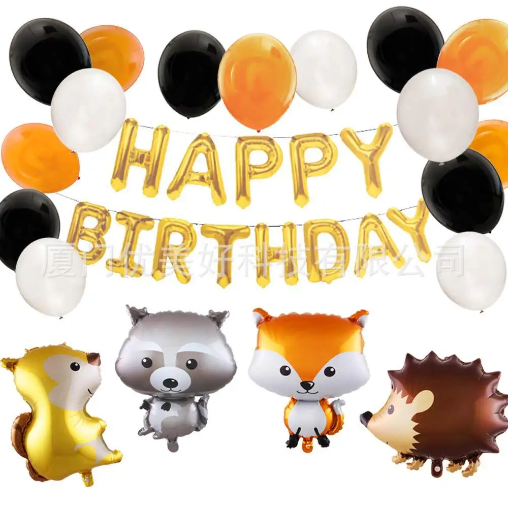 

Fox Theme Party Supplies Birthday Cake Topper Pape Cups Fox Balloon Invitations Straws Bottle Label Favor Box Party Decorations