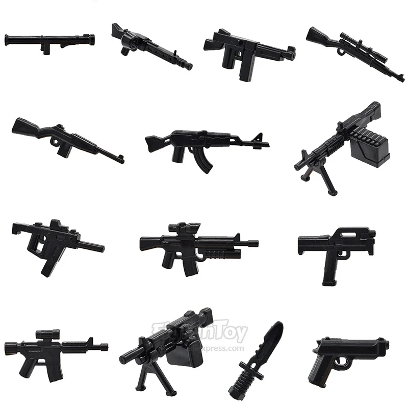 Оружие Базука M249 M1A1 AK47 M1 FMG9 M3 Gease пистолет пулемет MOC конструктор игрушки 10 шт./лот