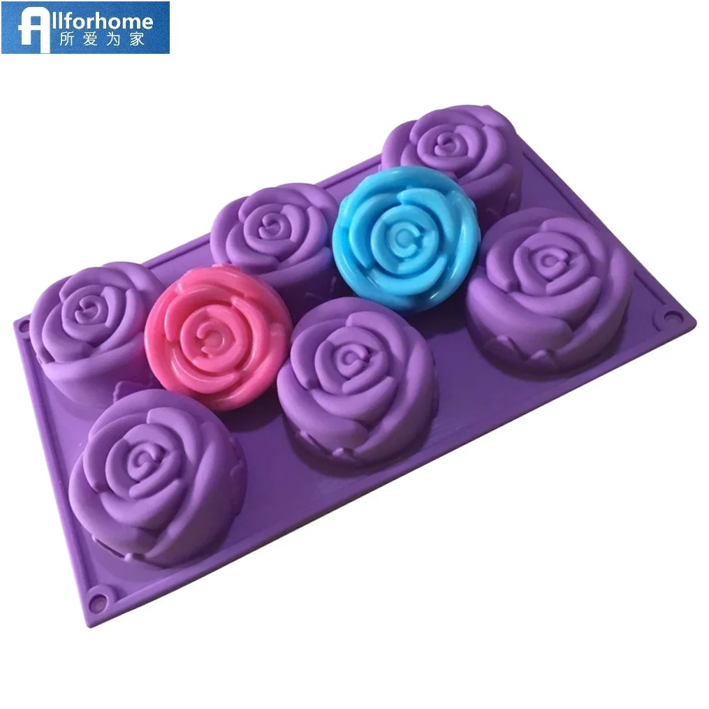 Силиконовая 3D форма для выпечки торта 6 отверстий в виде розы на День святого